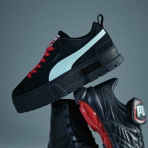 PUMA x Dua Lipa Mayze Suede Sneakers. Black/Blue glow, size 9